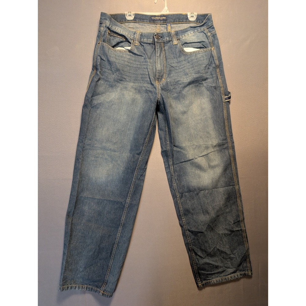 US Polo Assn. Carpenter Jeans Mens 38X32 Blue Denim Cotton Straight Leg Workwear